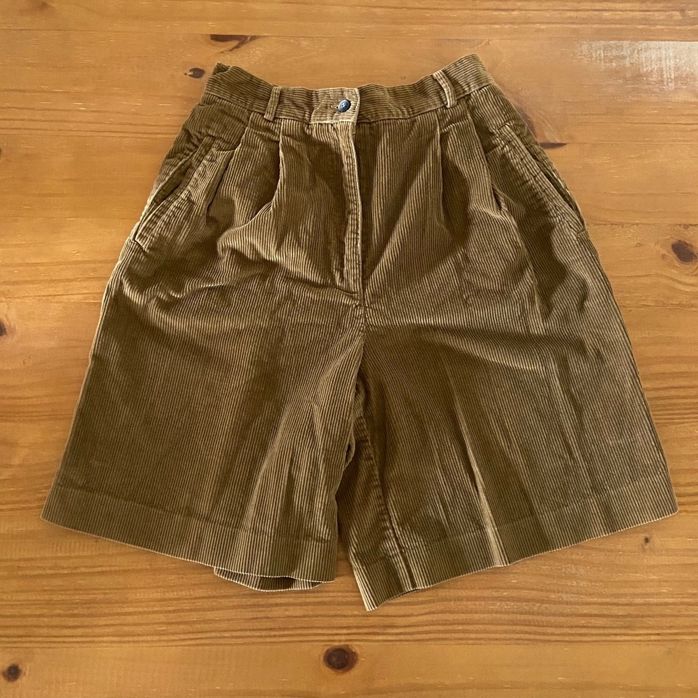 Talbots, Vintage, Pleated Short, Corduroy, Size 6, Light Brown, Wide Leg